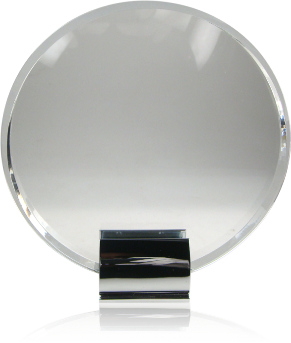 a round mirror on a white background