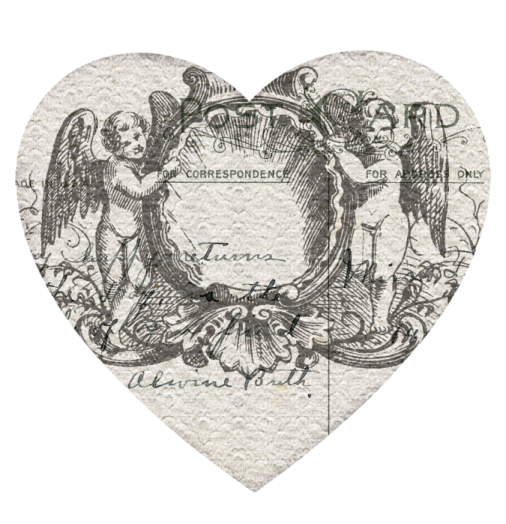 a heart with an image of angels on it