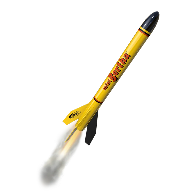 a yellow rocket is flying through the air