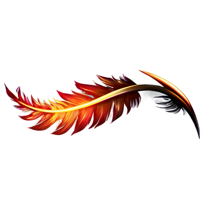 a red and yellow feather on a white background