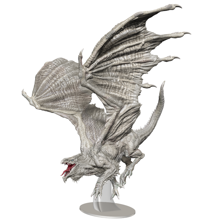 a white dragon with its wings spread out