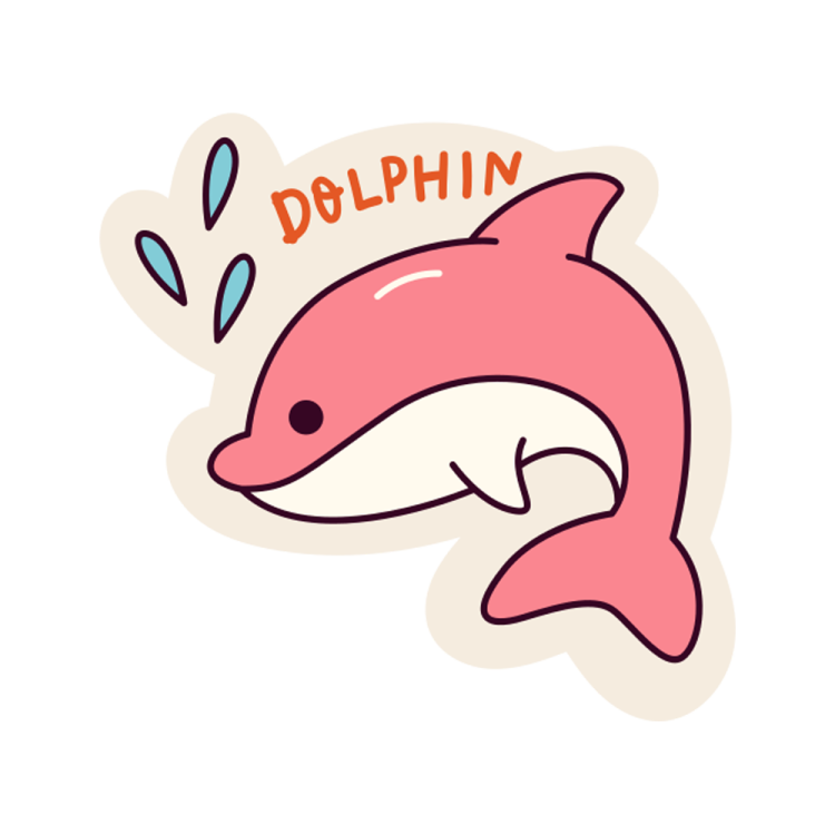 a dolphin with the word dolphin on it's back