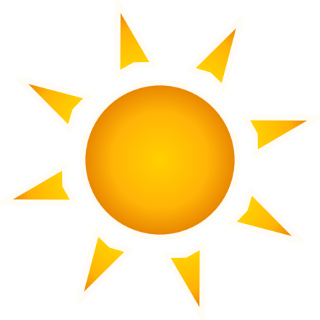 a yellow sun on a white background
