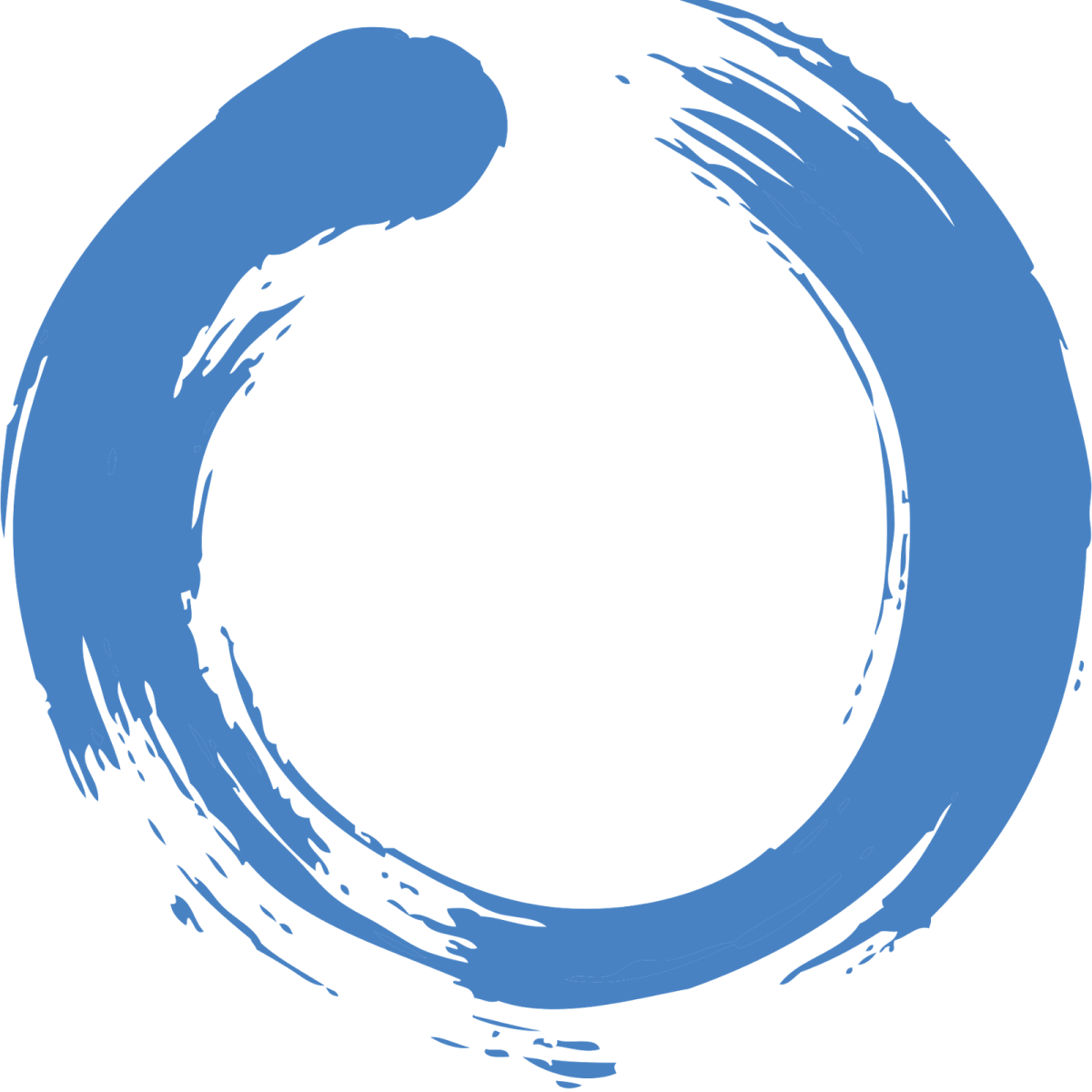 a blue circle with a white background