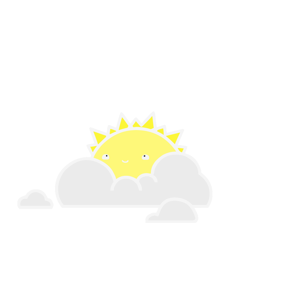 a cartoon sun peeking out from behind a cloud