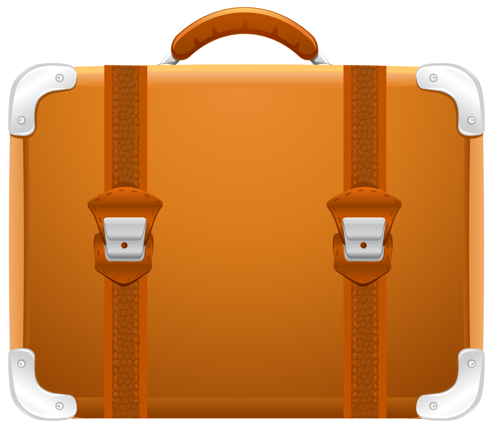 a brown suitcase on a white background