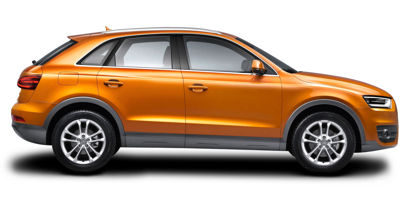 an orange audi suv on a white background