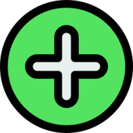a green cross in a black circle