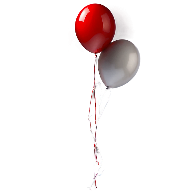 a red and gray balloon