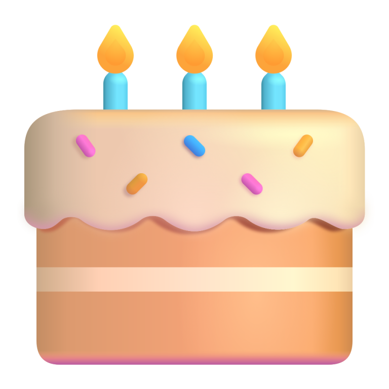 a birthday cake with three candles on top