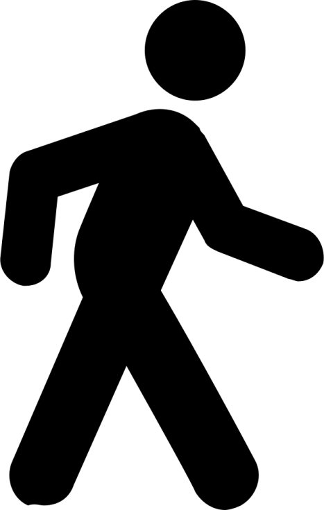 a black and white silhouette of a person walking