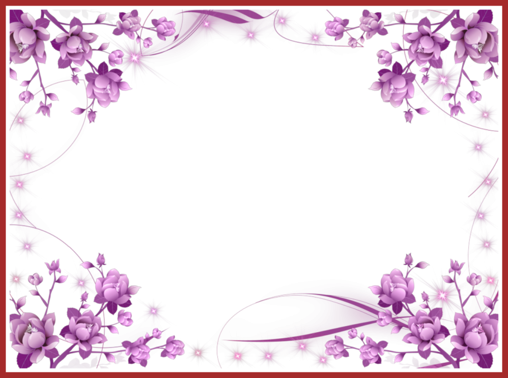 a frame with purple flowers on a white background