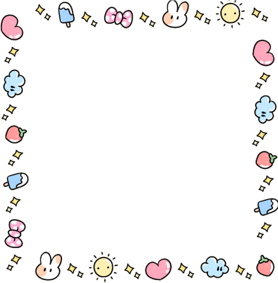 a square frame with hearts, stars and clouds