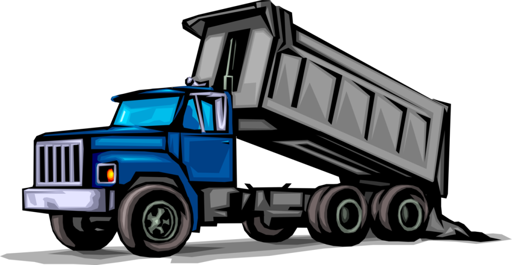 a blue dump truck with a white background