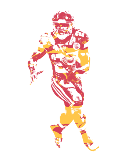a silhouette of a football player running with the ball