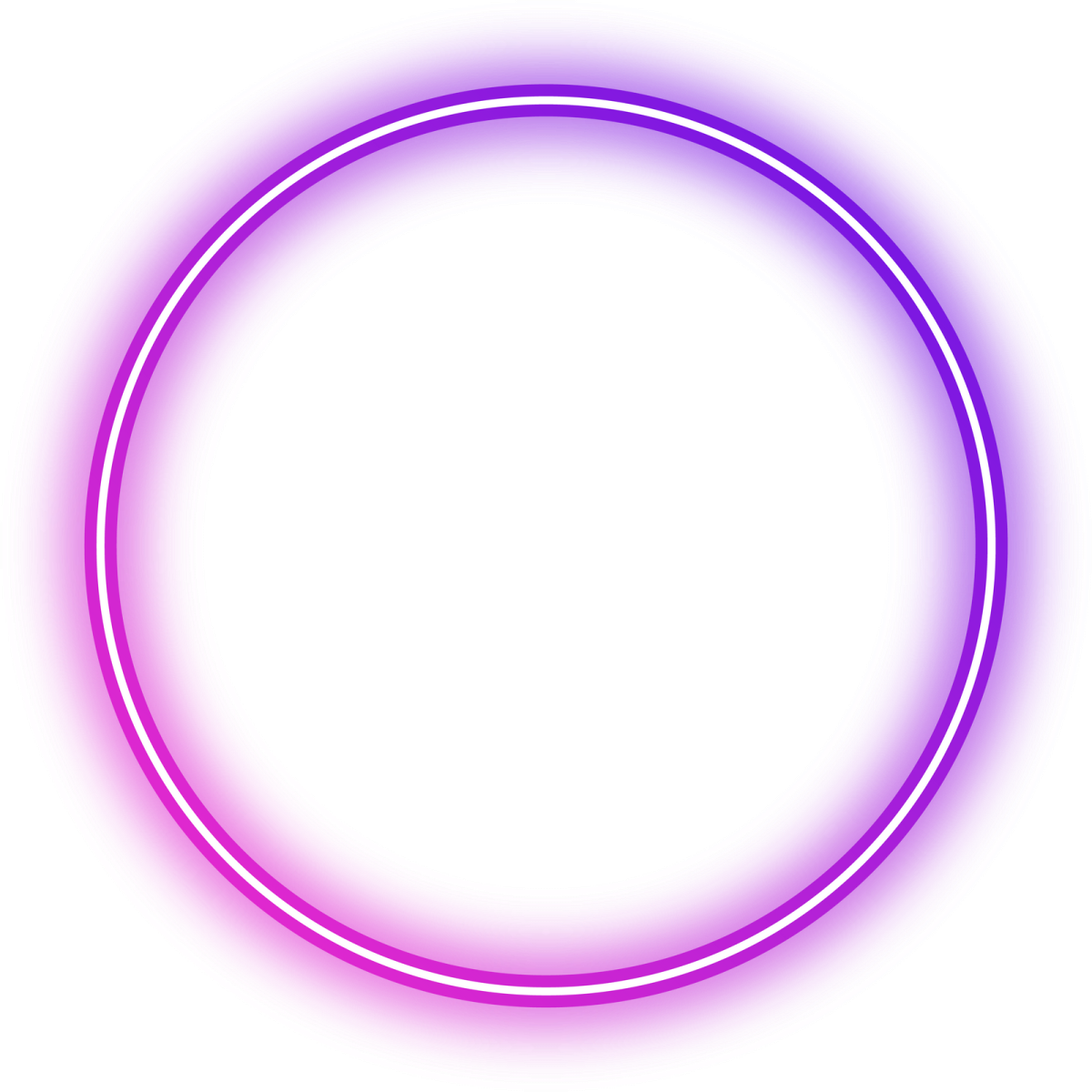 a purple neon circle on a white background