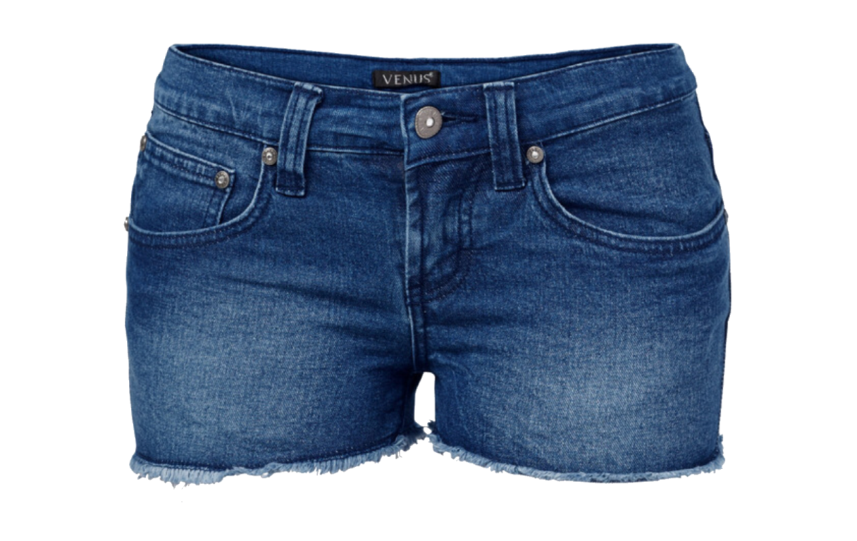 a pair of denim shorts with fray edges