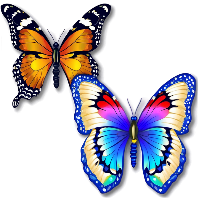 two butterflies on a white background