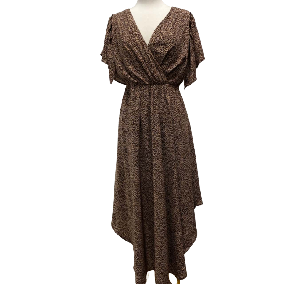 a brown and black leopard print dress