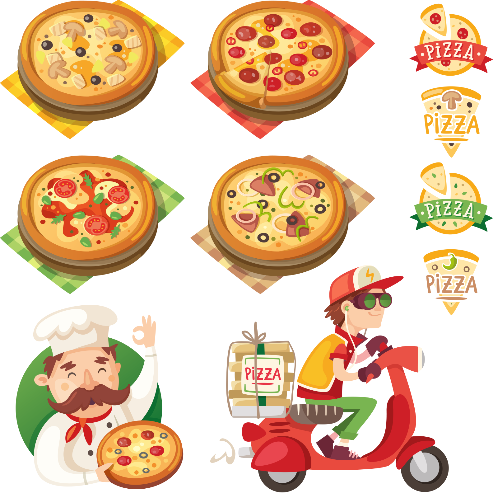 a set of pizza icons