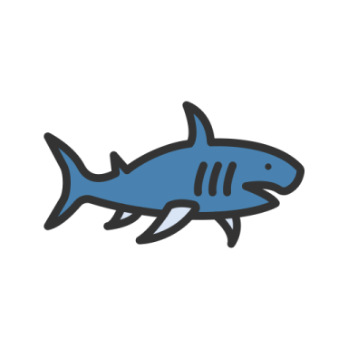 a shark icon on a white background