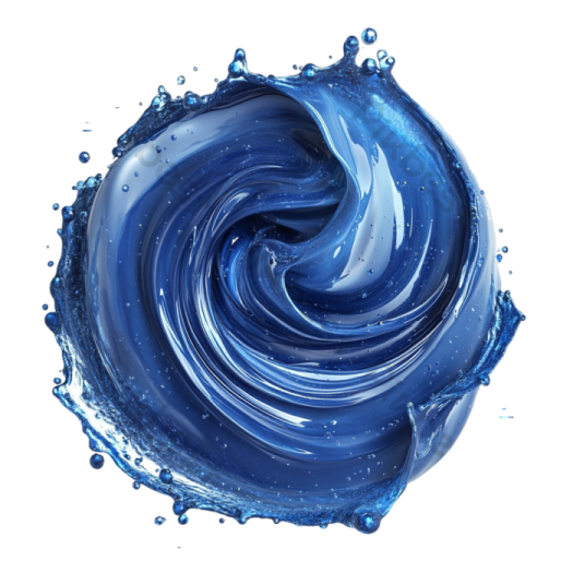 a blue swirl on a white background