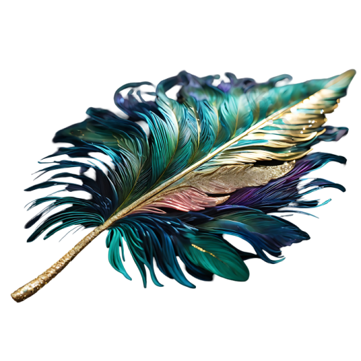 a colorful feather on a white background