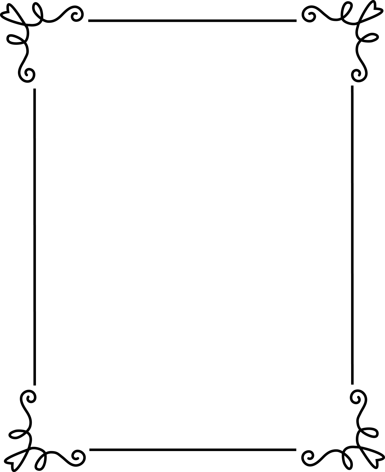 a black and white square frame with scrolls
