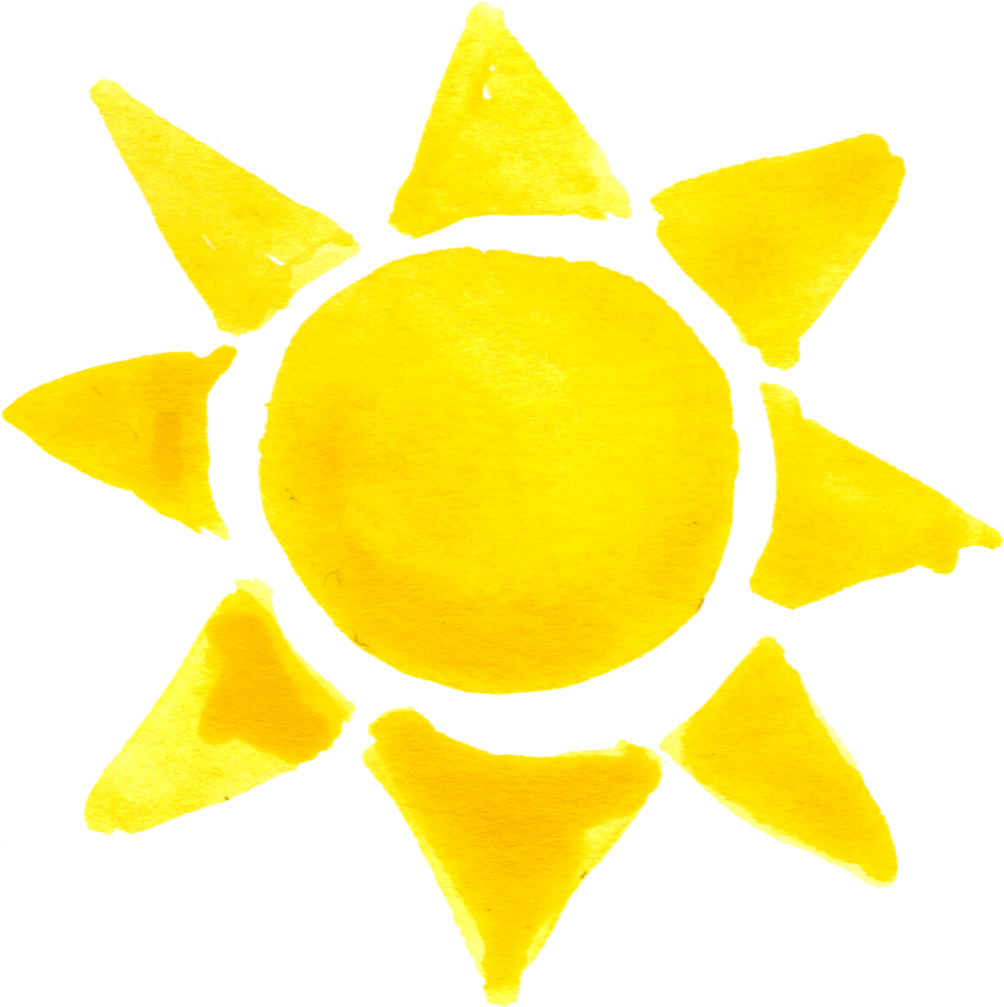 a watercolor drawing of an orange sun