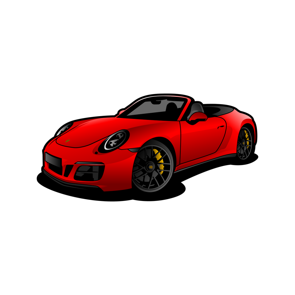 a red sports car on white background