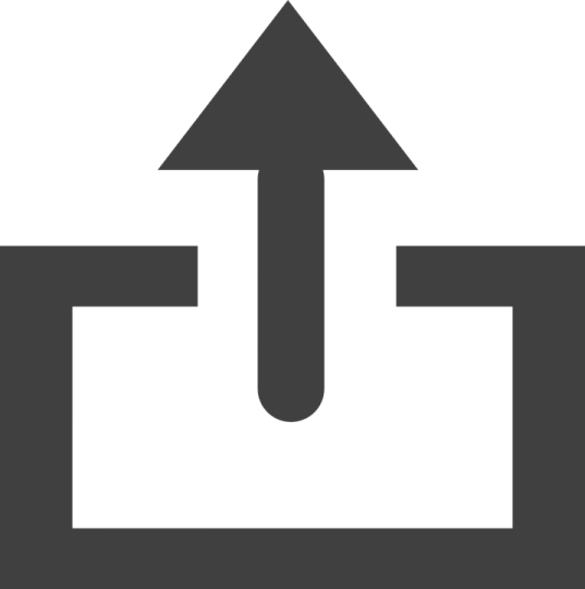 a black and white icon with an arrow pointing up