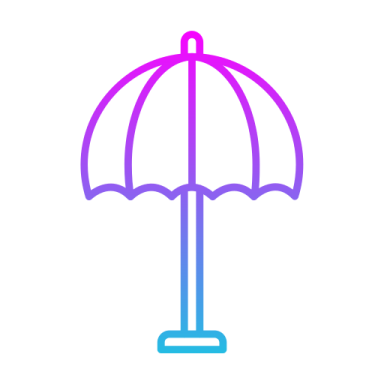 an umbrella with a red and blue stripe