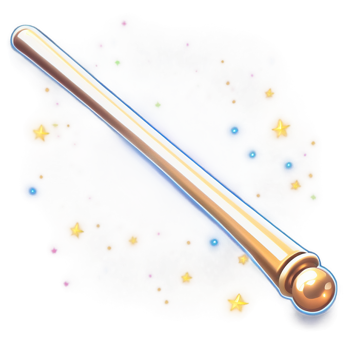 a gold and blue wand with stars around it
