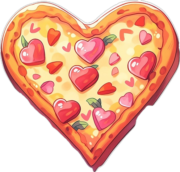 a heart shaped pizza with hearts on it