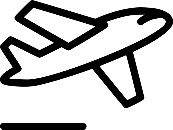 a black and white icon of an airplane