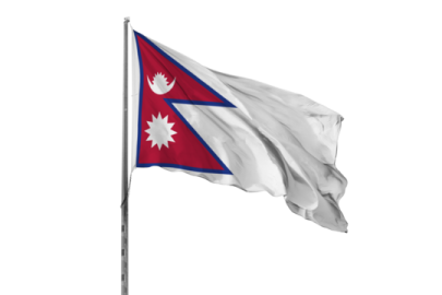 a nepal flag flying in the wind