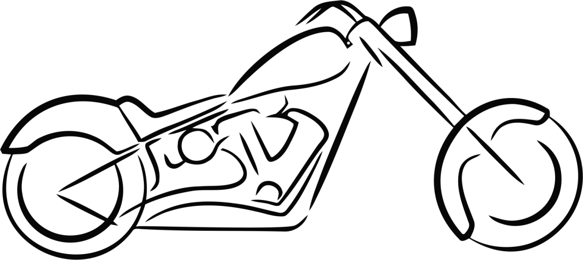 a black and white drawing of a motorcycle