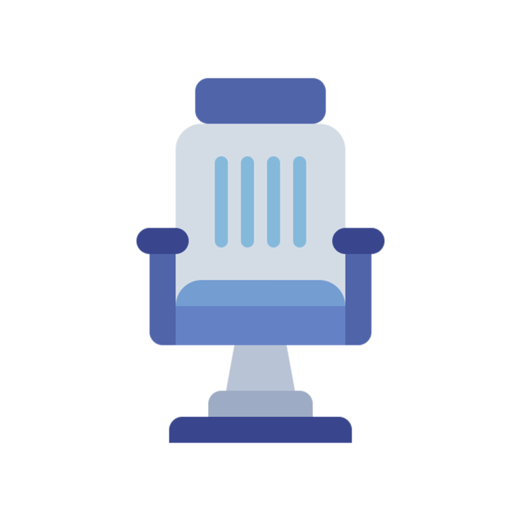 a blue office chair on a white background