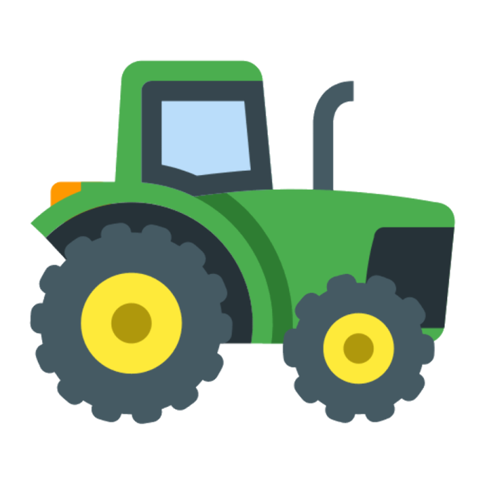 a green tractor with yellow wheels