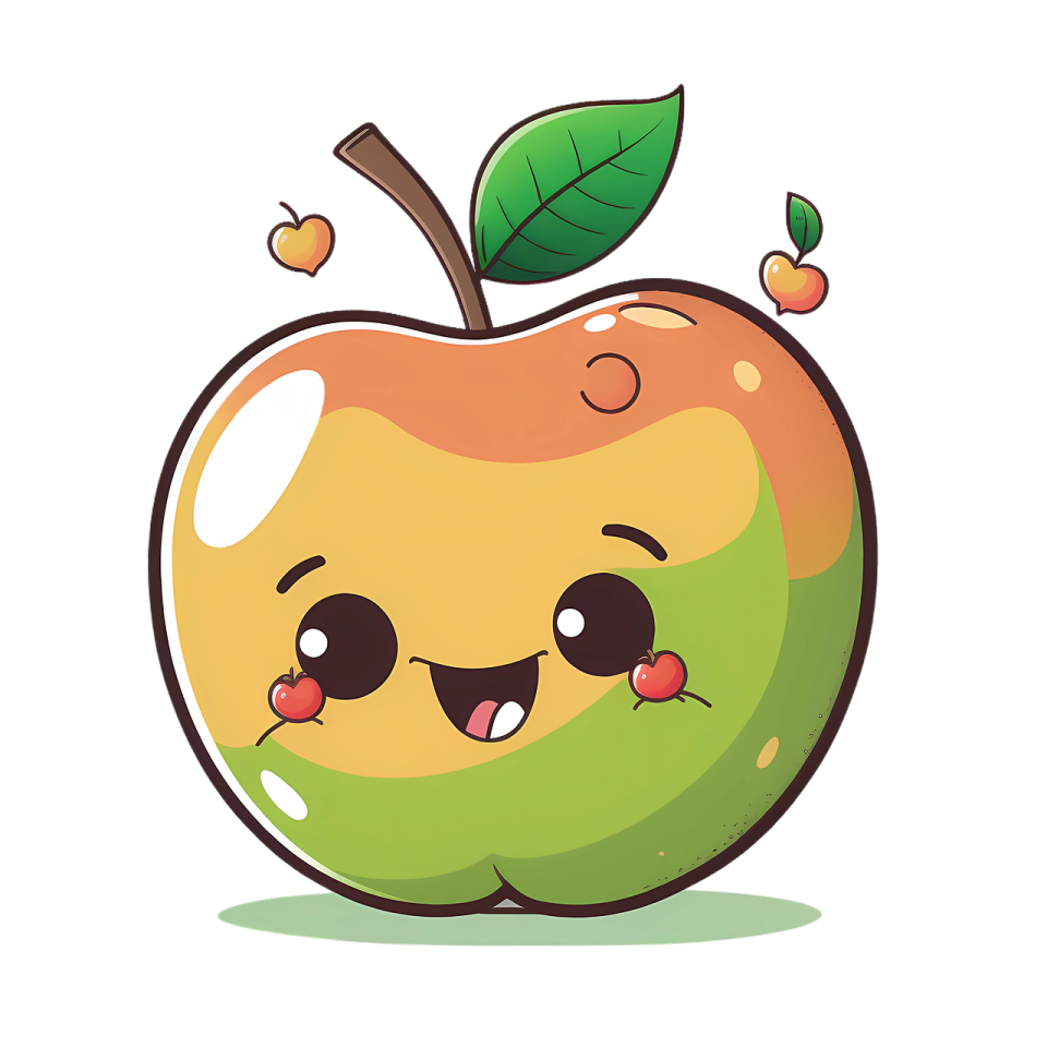 an apple with a smile on it's face