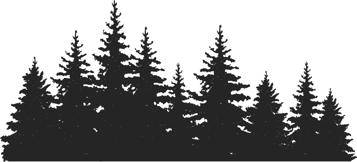 a black and white silhouette of trees