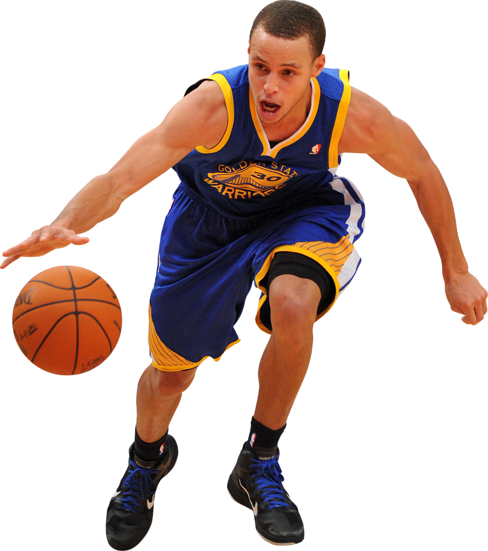 a man in a blue and yellow uniform holding a basketball