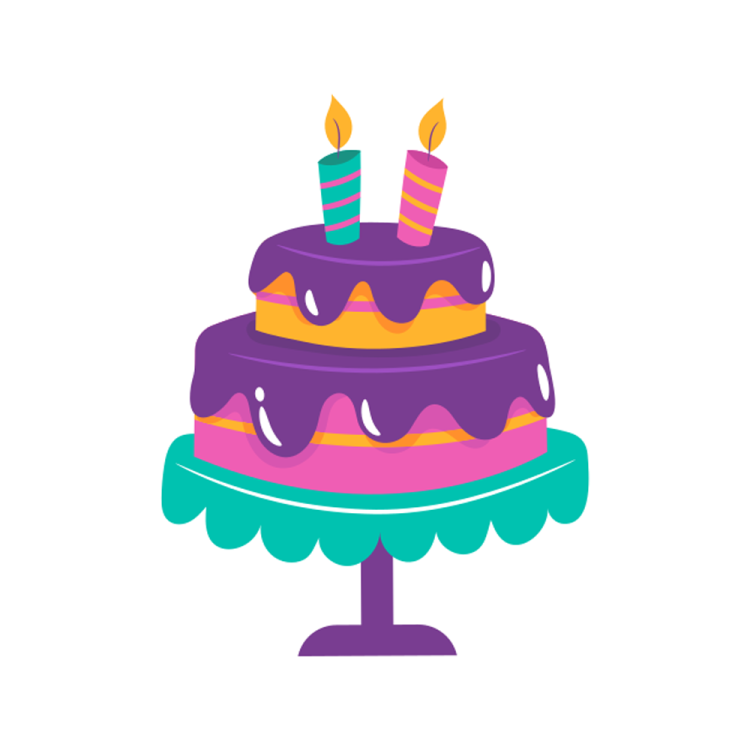 a birthday cake with two candles on top