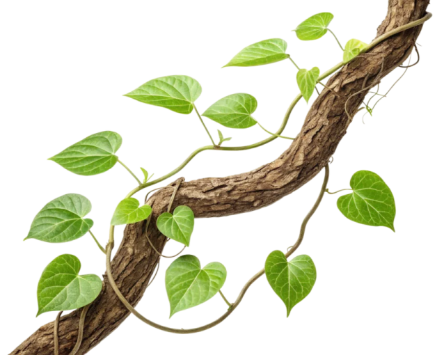 a branch with green leaves on it