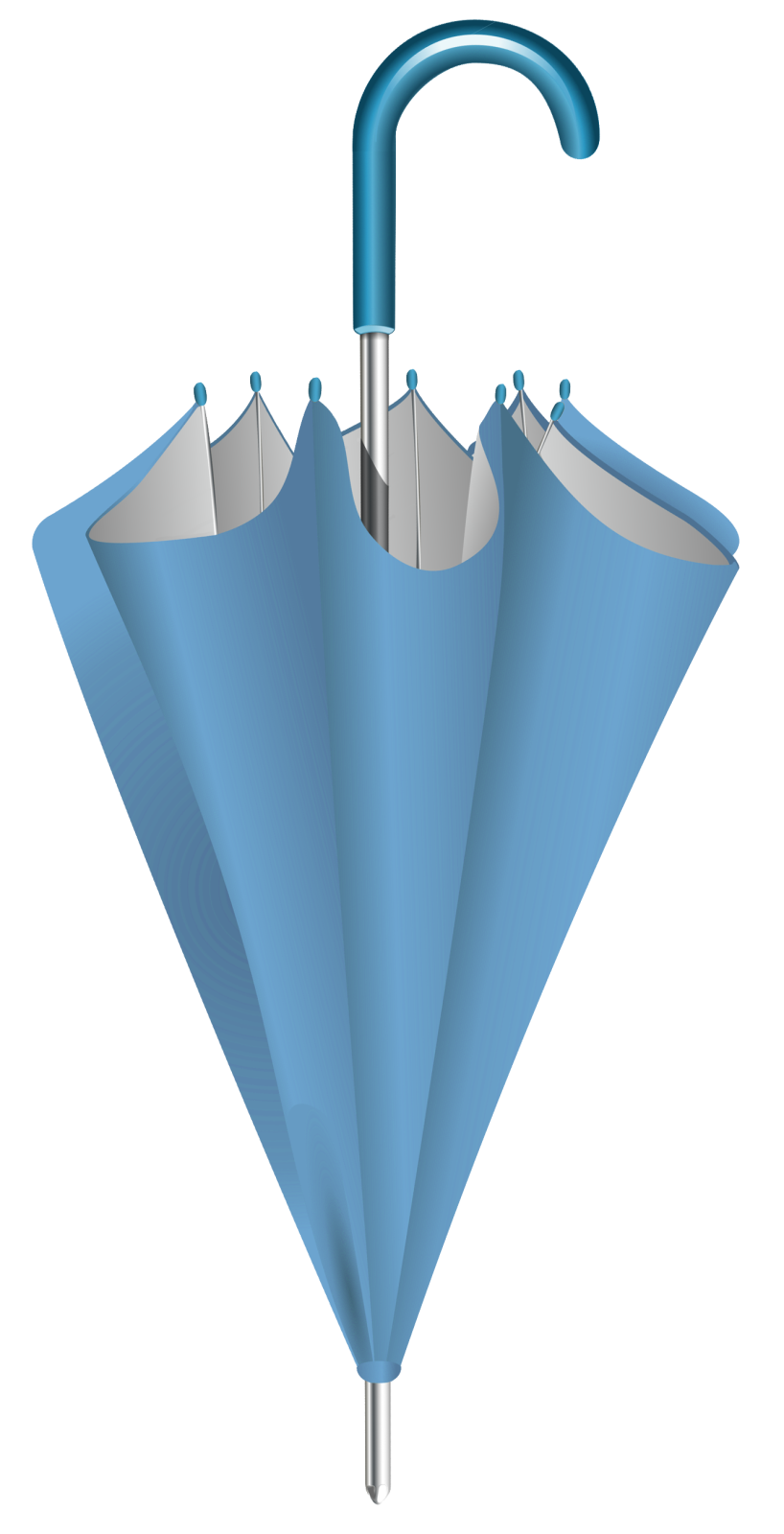 a blue umbrella with a metal handle