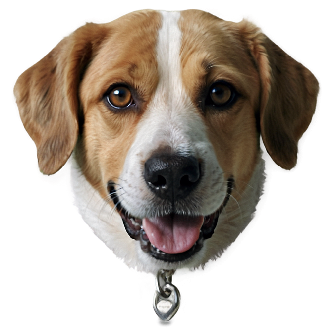 a close up of a dog's face on a white background