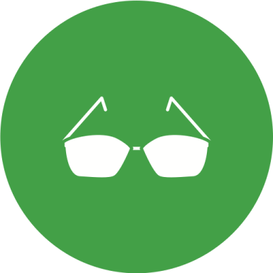 a green circle with sunglasses on it