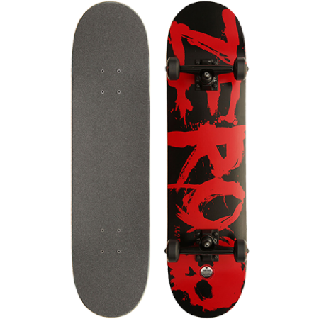 a skateboard with red paint on it