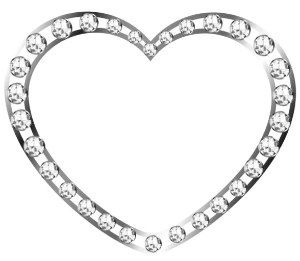 a silver heart with diamonds on it