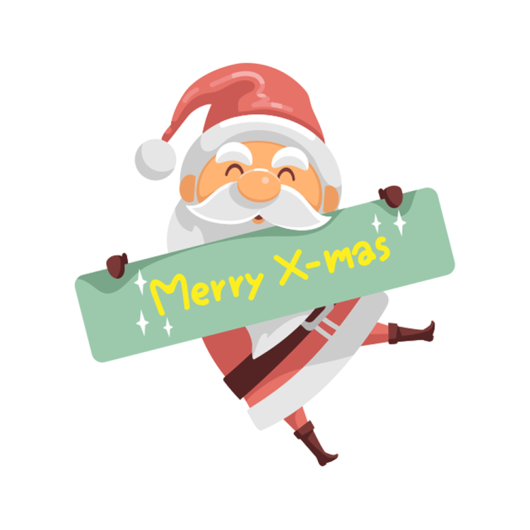 a santa holding a sign that says merry